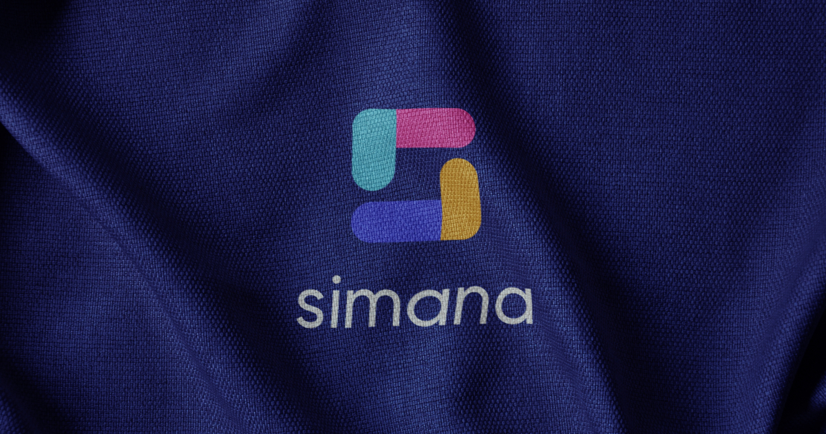 Simana brand identity on cobalt fabric